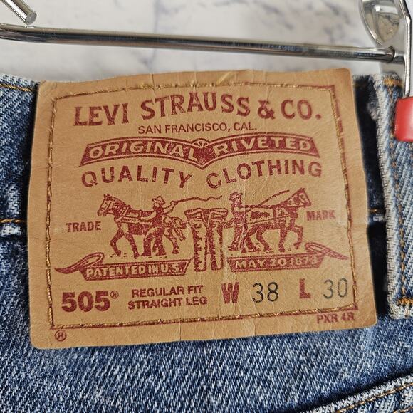 VTG Levis 505 Jeans Men 38x30 Denim Regular Fit Straight Leg Red Tab 90s - Picture 6 of 9